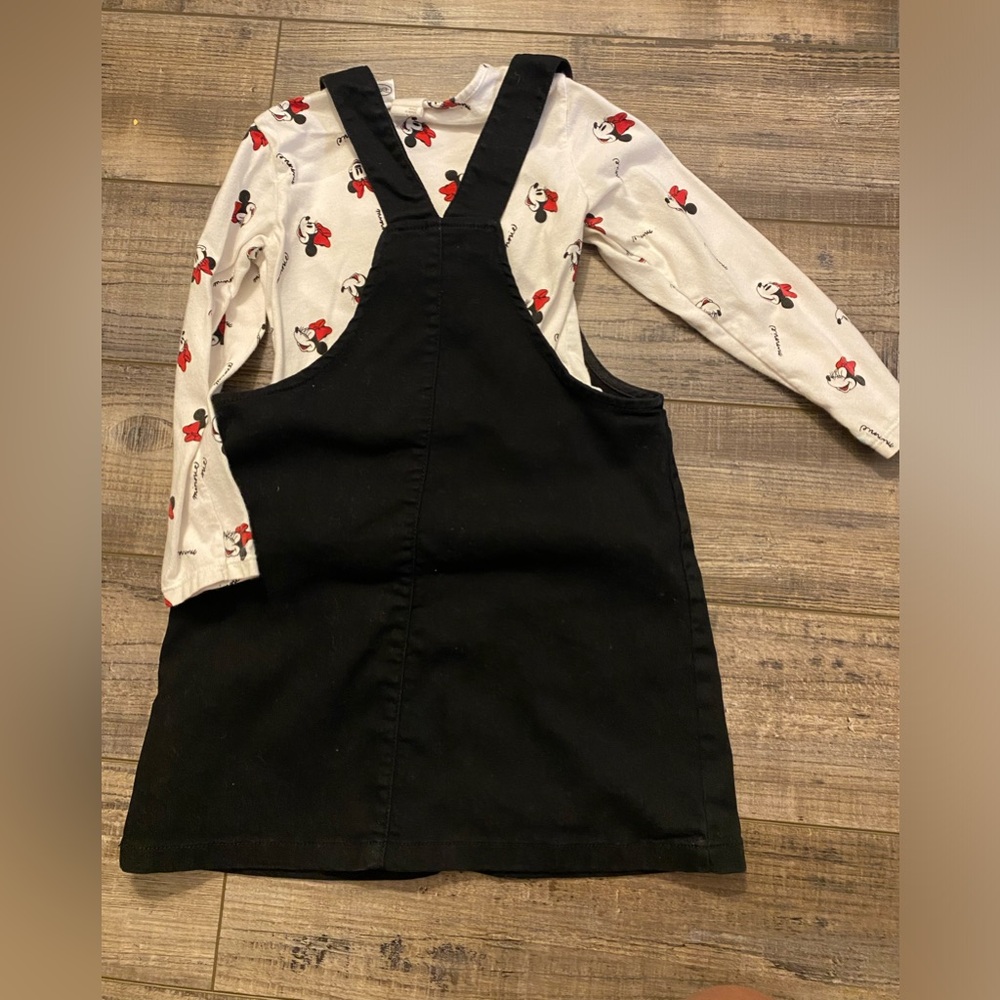 H&M Disney 2-piece Minnie Mouse black denim Jumper and Long sleeve set - Picture 3 of 5